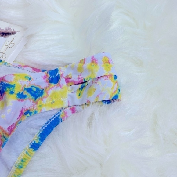 NWT Jessica Simpson Bikini Bottoms with Shirred Sides Tie Dye Print Size Medium - Picture 7 of 12